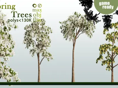 30 Spring Trees VOL 02 Low-poly 3D model