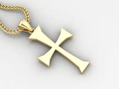 Light Gold 18K Cross Pendant 1CP019 3D print model