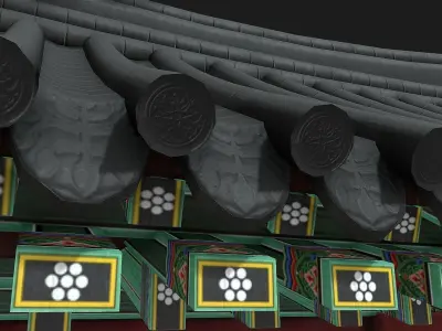 Korean Traditional House Hanok Door 02 Low-poly 3D model