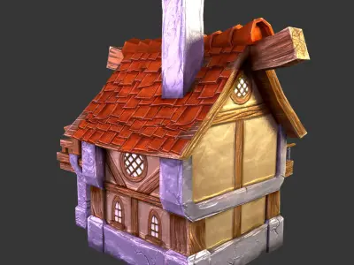 House with roof Low-poly 3D model