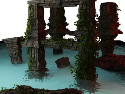 Ancient Ruin architectural Scene Realistic 3d scene 3D model
