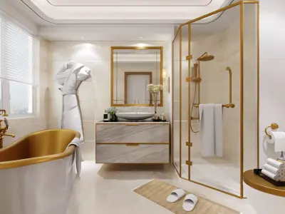 lavish modern bathroom 3D model