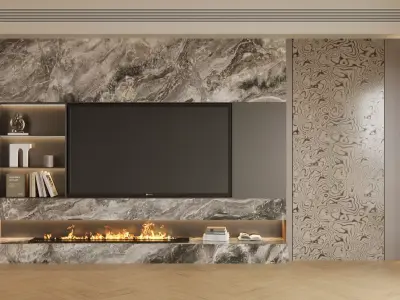 modern luxurious living room feature wall 3D model