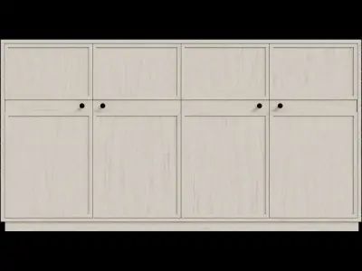 Transitional Wood Veneer 4-Door 3D model