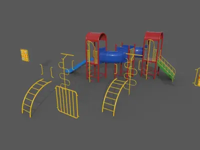PBR Playground Outdoor Jungle Gym 19 Low-poly 3D model