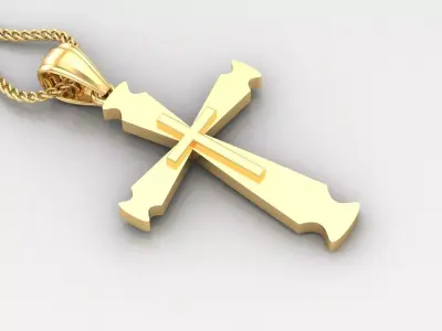 Light Gold 18K Cross Pendant 2CP045 3D print model