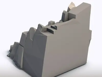 Low Poly Ladder in Stone Geometric Rock Carving Sculpture  3D print model