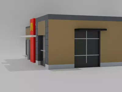 Low Poly Game Ready McDonald Building Free low-poly 3D model