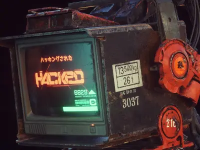 Cyberpunk Hacker Terminal V1 Low-poly 3D model