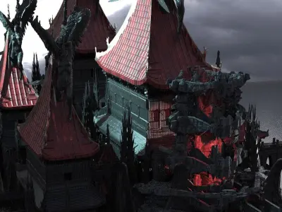Lord Oda Nobunaga Dragon Demon structures  3D model