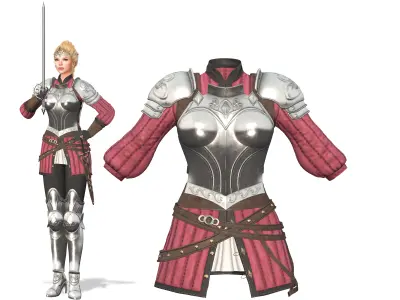 Full Female Knights Armour Suit Low-poly 3D model