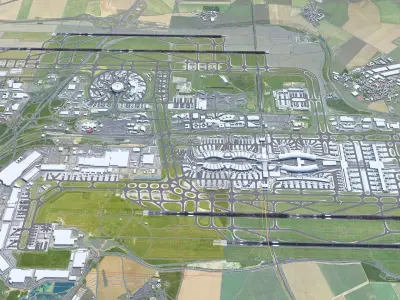 Paris Charles de Gaulle Airport 15km Low-poly 3D model