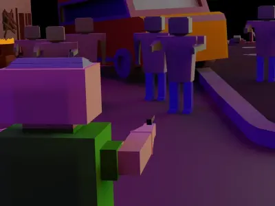 Zombie shootout lowpoly Low-poly 3D model