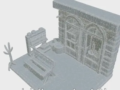 Clay Bench Model with Vibrant Design Low-poly 3D model