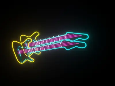 neon Guitar p2 decoration 3D model Low-poly 3D model