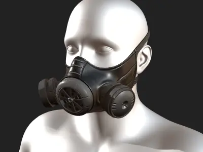 Gas mask helmet 3d model military combat fantasy  Low-poly 3D model