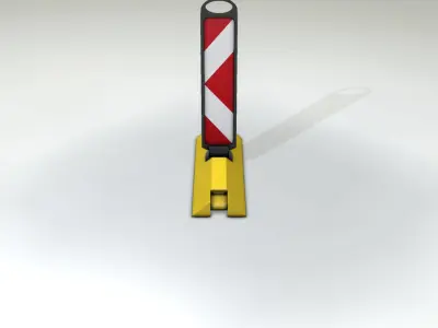 Yellow guide barrier 19 pointing left 628-11 Low-poly 3D model