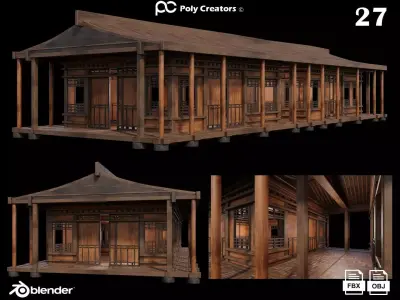 Medieval Houses 27- 4K Textures Game Ready Low-poly 3D model