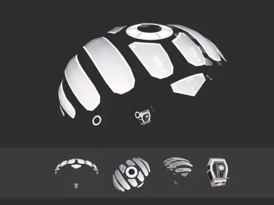 Scifi Parachute A03 Projection - Character Accessories Design Low-poly 3D model