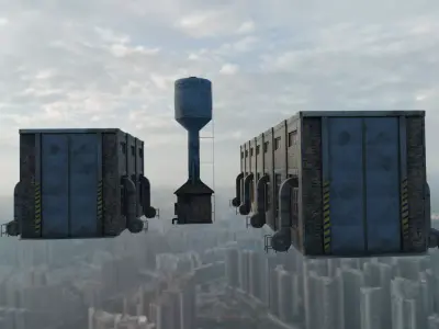 Warehouse with waterpumphouse  3D model