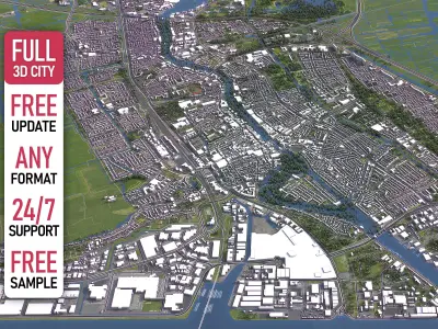 Zaanstad - 3D City Model Low-poly 3D model
