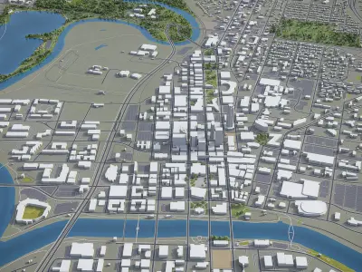 Des Moines - 3D City Model Low-poly 3D model