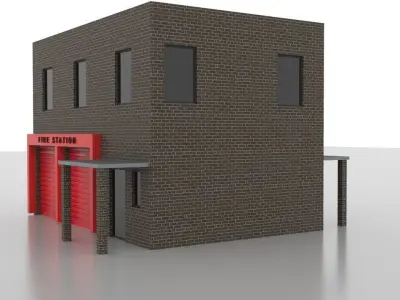 City Fire Station 3 Low-poly 3D model