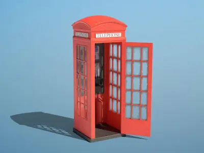 Vintage Phone Booth Low-poly 3D model