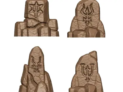 32mm Tabletop Scenery Demonic Temple Basing Bits 3D print model