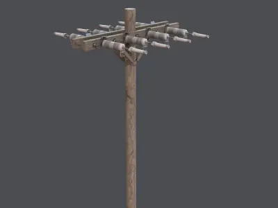 Electric pole Low-poly 3D model