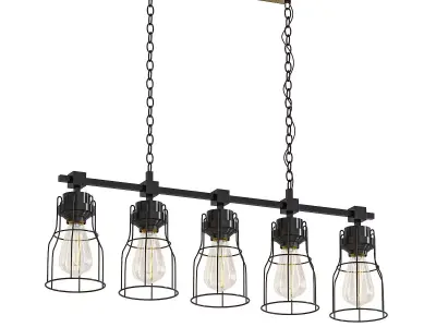 Industrial Wire Cage Wide Chandelier 3D model