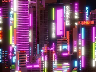 Cyberpunk City Low-poly 3D model