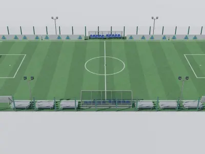 Football Soccer Stadium Field 3D Model Pack