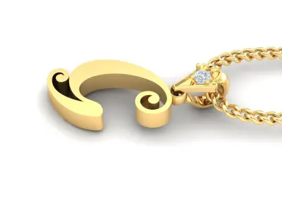Light Gold Fancy Font Pendant G 3D print model