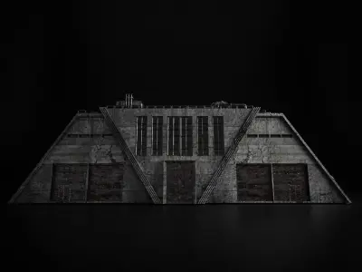 INDUSTRIAL SCIFI BUILDING 08 Low-poly 3D model