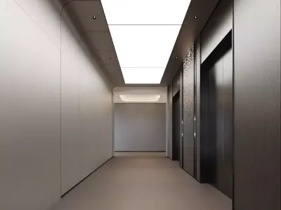 Minimalist Office Elevator Lobby Interior 3D model