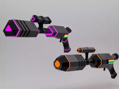 Sci Fi Martian Laser Guns Low-poly 3D model