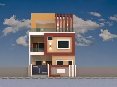 Modaling Of 38 x 54 elevation design 3D model