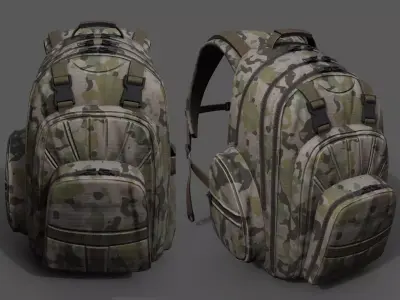 Backpack military combat soldier human camping  Low-poly 3D model