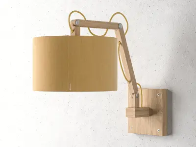 Wooden Wall Lamp with Shade 3D model
