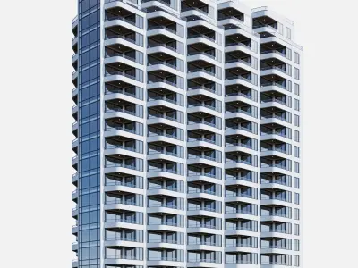 Modern residential building 13 3D model