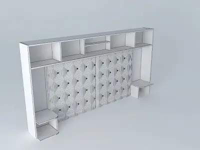 Padded headboard for double bed 3D model