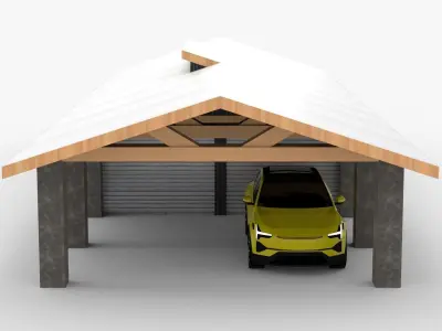 Modern Carport and Storage Unit Low-poly 3D model