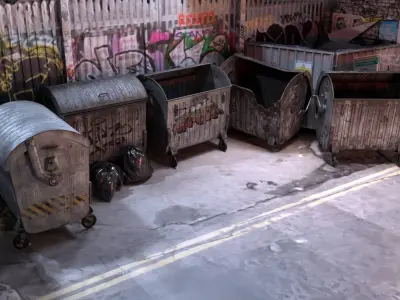 Lowpoly game-ready urban trash can Collection Pack Low-poly 3D model