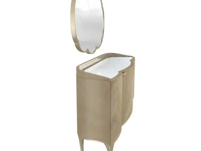 Caracole Modern Gray Wood Lillian Sideboard and mirror 3D model