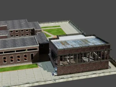 Pubg School building Low-poly 3D model