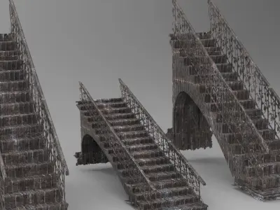 Baroque Stair pillars design 2 versions  3D model