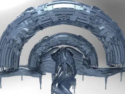 Genma tech base temple exterior 4 designs 3D model