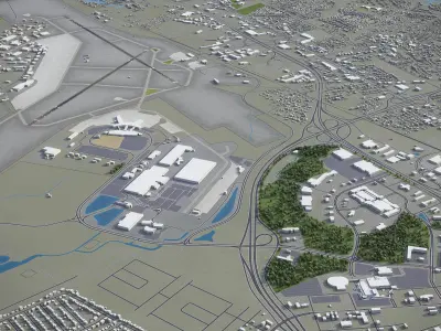 Charleston - International Airport - CHS Low-poly 3D model