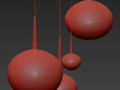 CASTORE pendant light with three balls hanging from ceiling 3D model